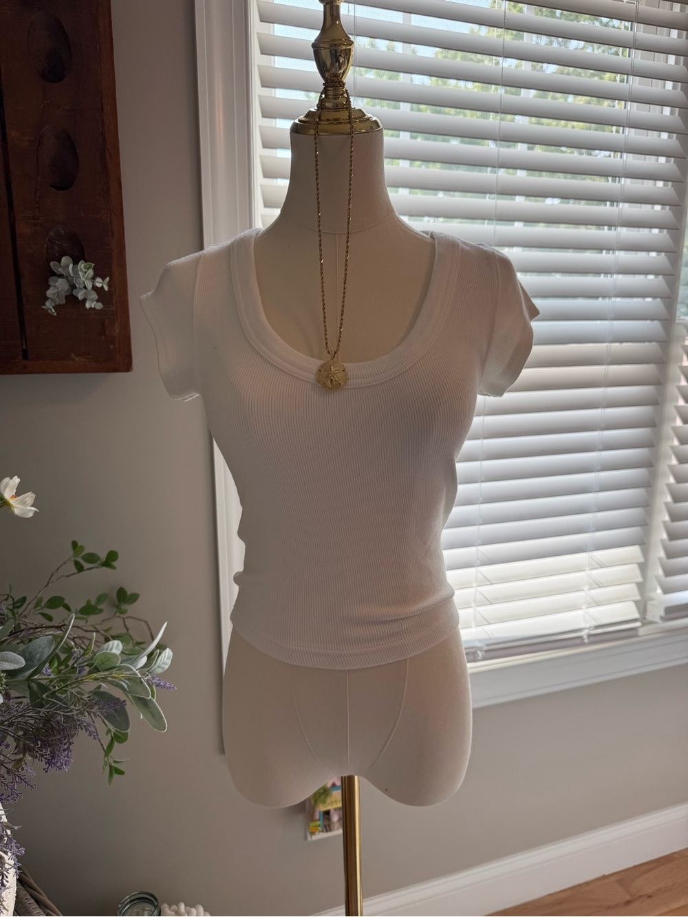 Free people Classic White Ribbed Scoop Neck Women's Top